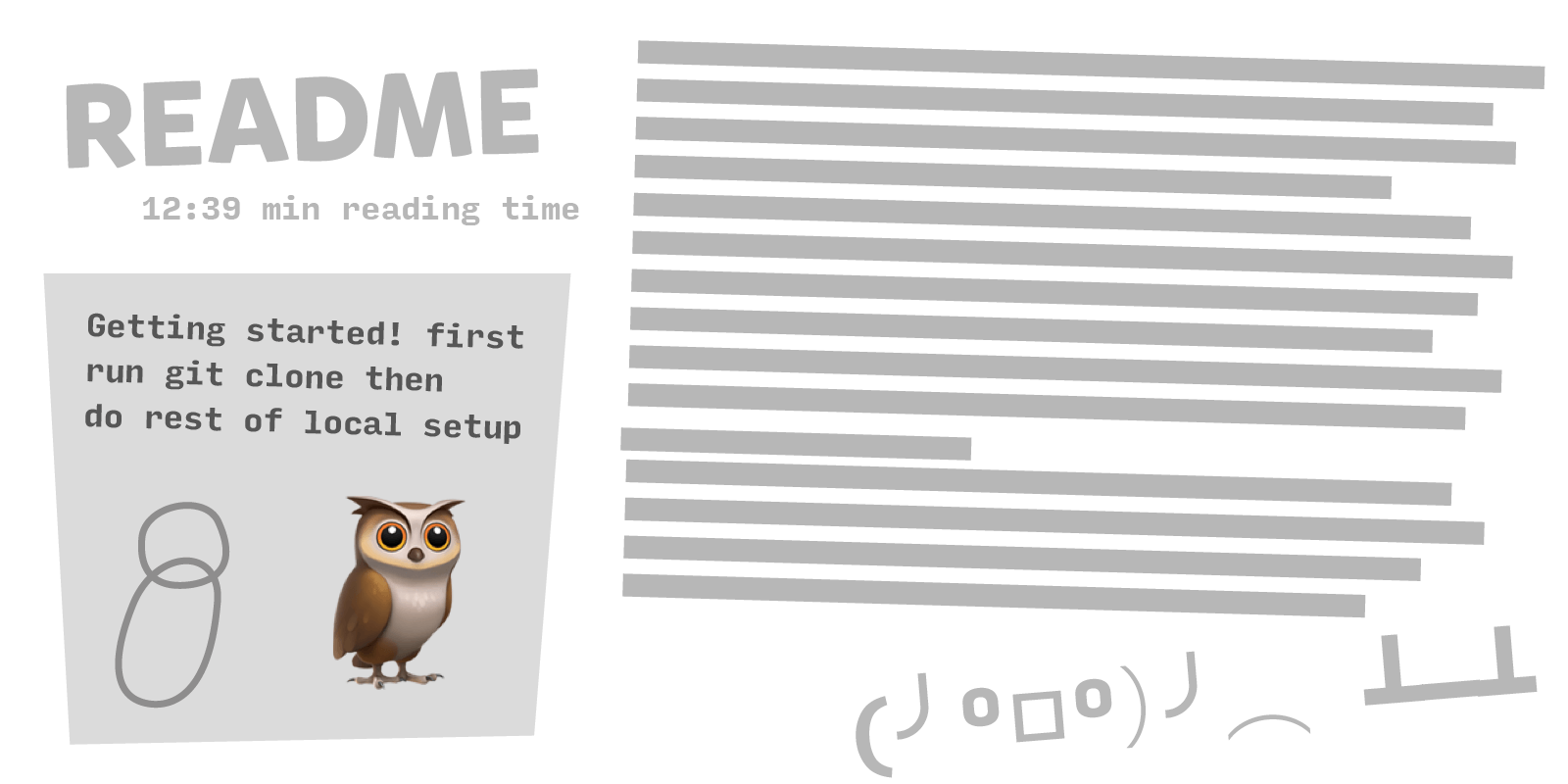 Illustrasjon av lang readme som fører til en table flip
